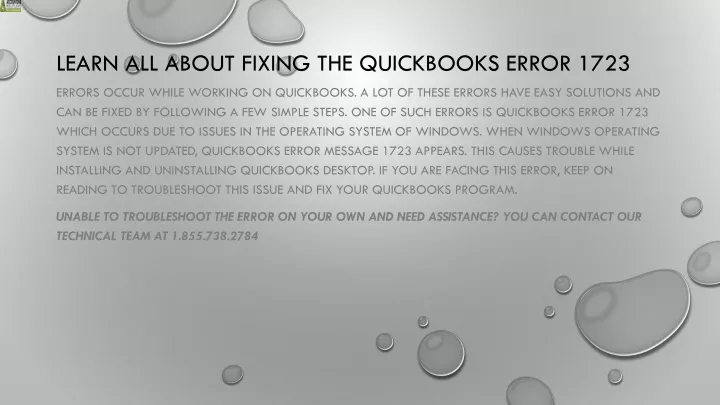 learn all about fixing the quickbooks error 1723