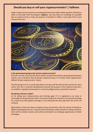 Should you buy or sell your cryptocurrencies? | Valforex