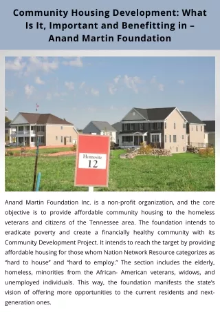 community housing development what