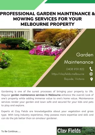 Professional Garden Maintenance & Mowing Services for Your Melbourne Property