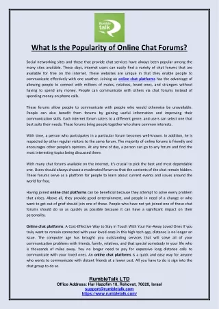 what is the popularity of online chat forums