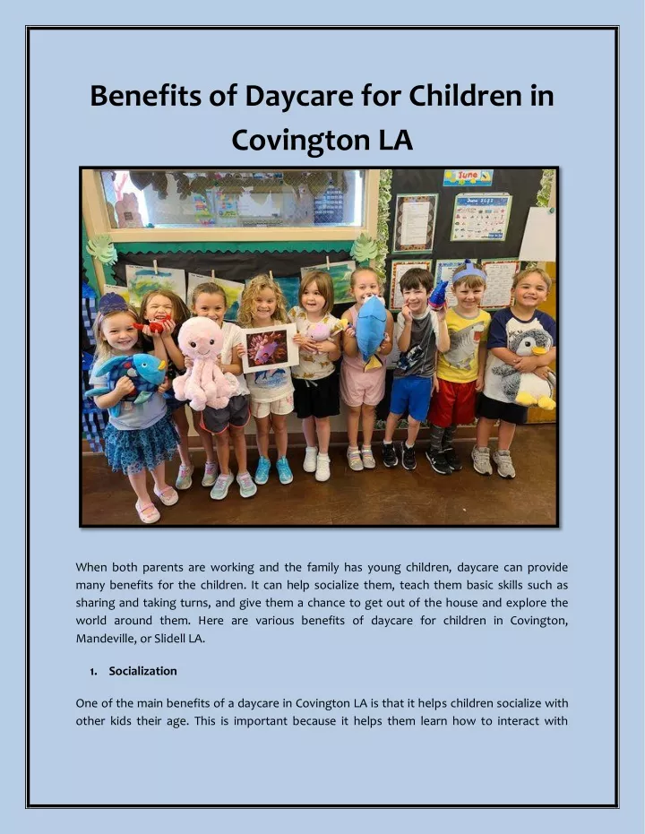 benefits of daycare for children in covington la