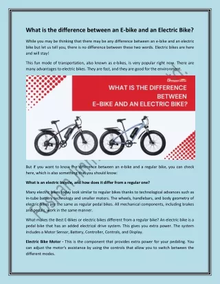 What is the difference between an E-bike and an Electric Bike