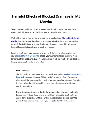 Harmful Effects of Blocked Drainage in Mt Martha