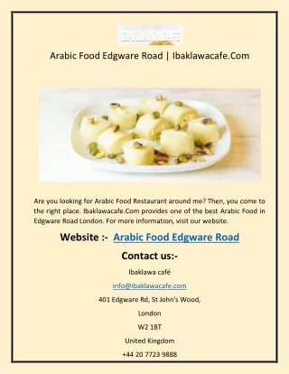 Arabic Food Edgware Road  Ibaklawacafe