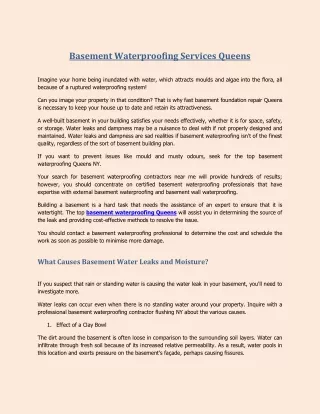 Basement Waterproofing Services Queens