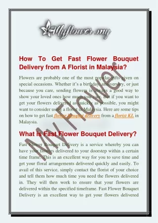 How To Get Fast Flower Bouquet Delivery from A Florist in Malaysia