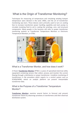 what is the origin of transformer monitoring