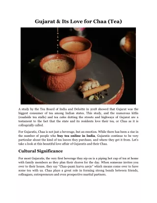 Gujarat & Its Love for Chaa (Tea)