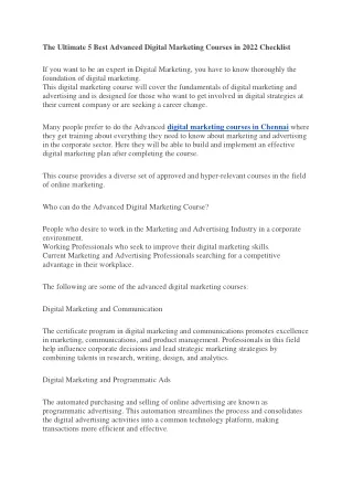 the ultimate 5 best advanced digital marketing