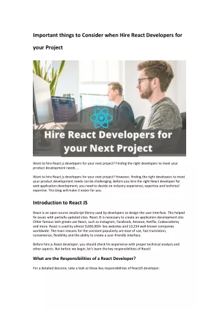 important things to consider when hire react