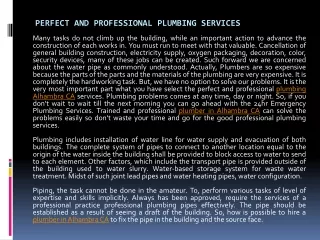 Perfect and Professional Plumbing Services