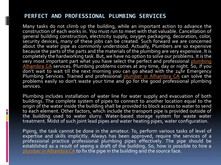 perfect and professional plumbing services