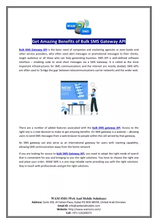 get amazing benefits of bulk sms gateway api