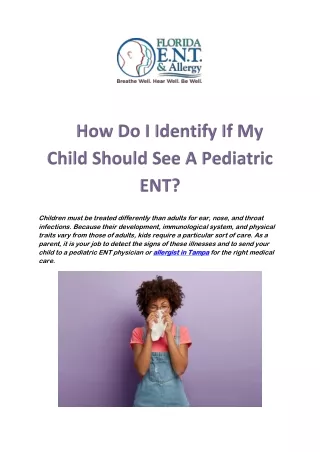 How Do I Identify If My Child Should See A Pediatric ENT?