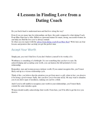4 Lessons in Finding Love from a Dating Coach