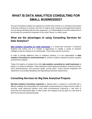 what is data analytics consulting for small