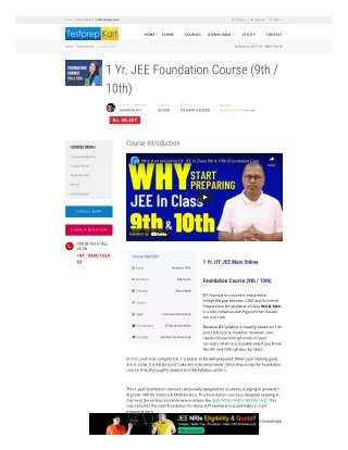 IIT JEE Main Foundation Coaching For Class 9 and 10