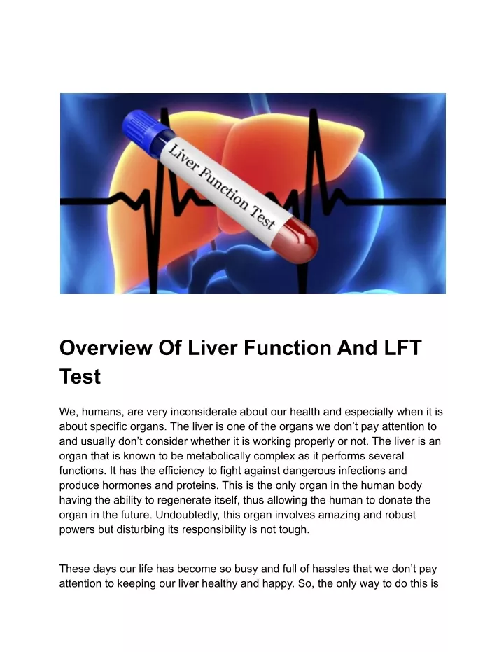 overview of liver function and lft test