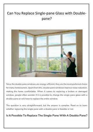 can you replace single pane glass with double pane