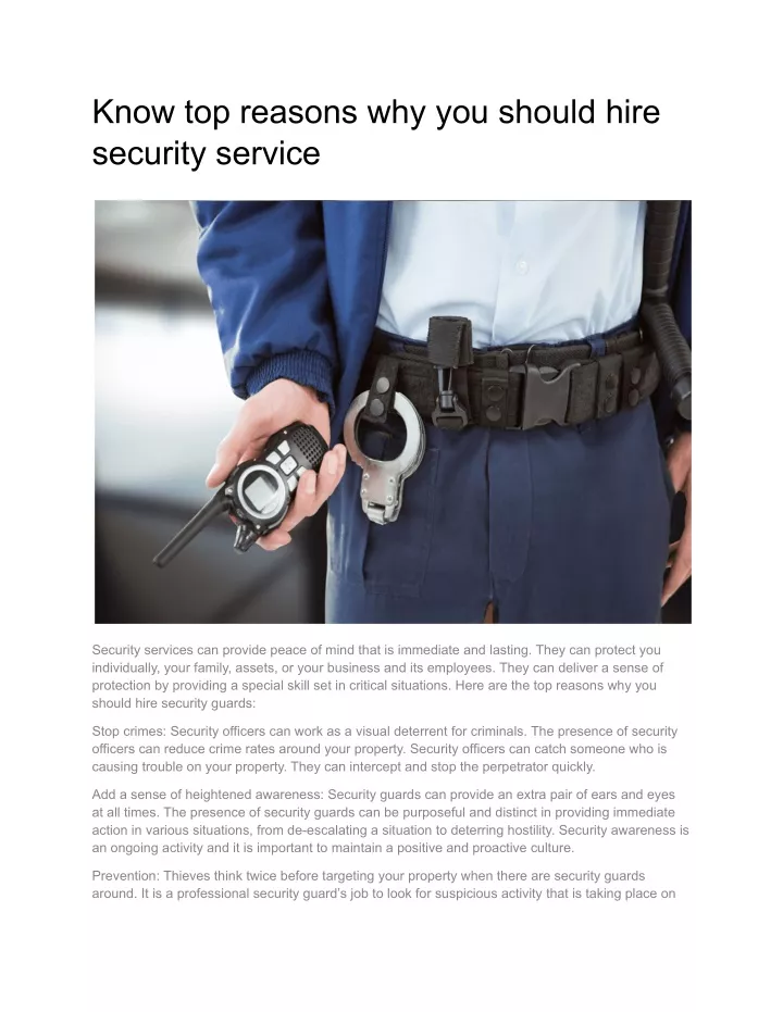 know top reasons why you should hire security