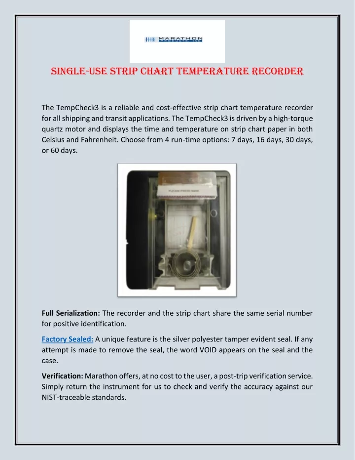 single use strip chart temperature recorder