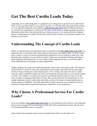 Buy Cardio Leads in USA | Telemarketing BPO Leads