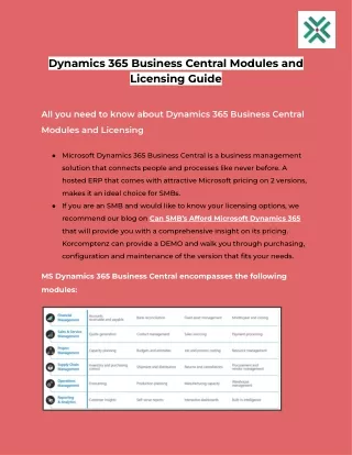 Dynamics 365 Business Central Modules and Licensing Guide