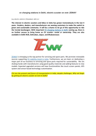ev charging stations in Delhi- zeway PDF