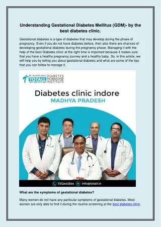 Understanding Gestational Diabetes Mellitus (GDM)- by the best diabetes clinic