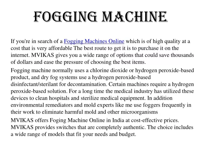 fogging machine