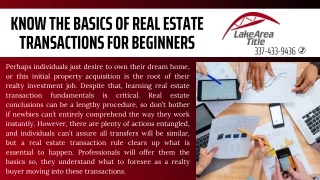 know the basics of real estate transactions