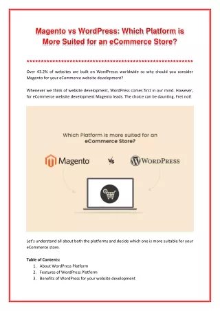 Magento vs WordPress Which Platform is more suited for an e-Commerce Store