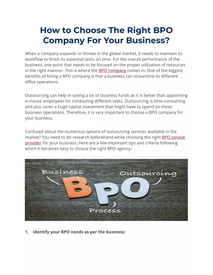 how to choose the right bpo company for your