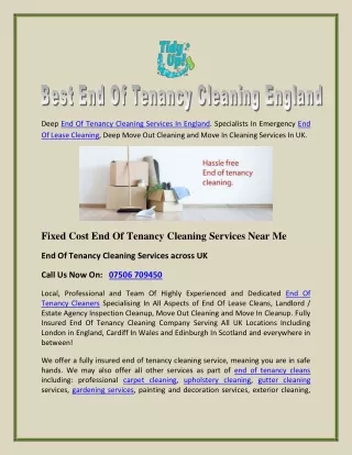 Best End Of Tenancy Cleaning England
