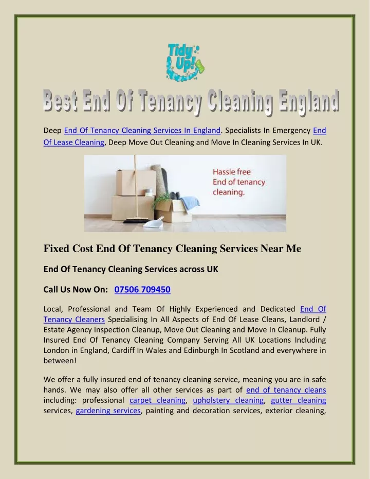 deep end of tenancy cleaning services in england