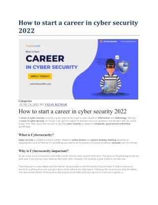 how to start a career in 2022