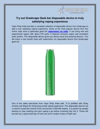 try out greekvape geek bar disposable device