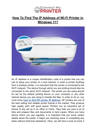 how to find the ip address of wi fi printer
