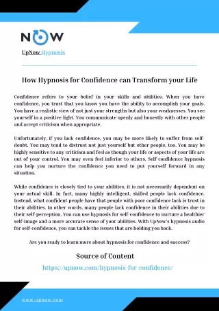 How Hypnosis for Confidence can Transform your Life