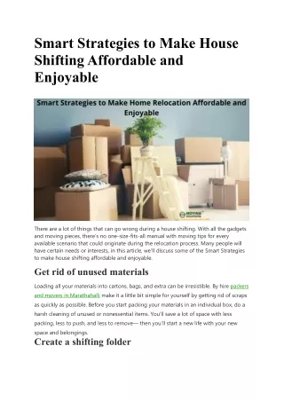 smart strategies to make house shifting