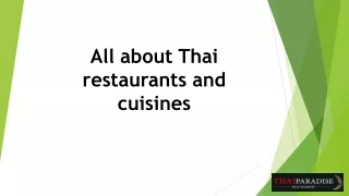 All about Thai restaurants and cuisines