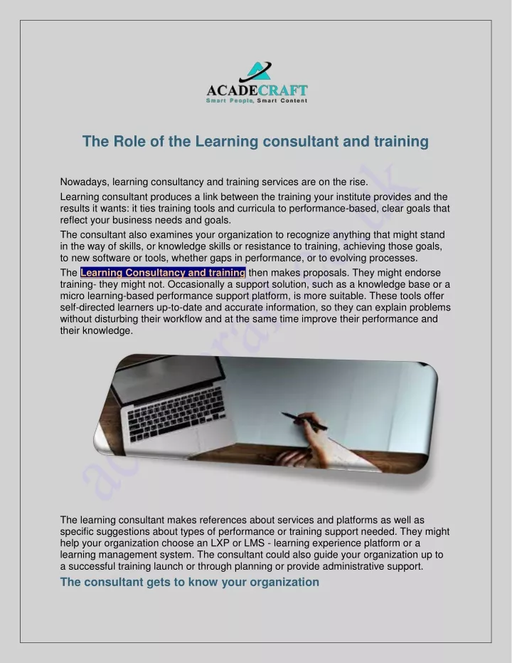 the role of the learning consultant and training