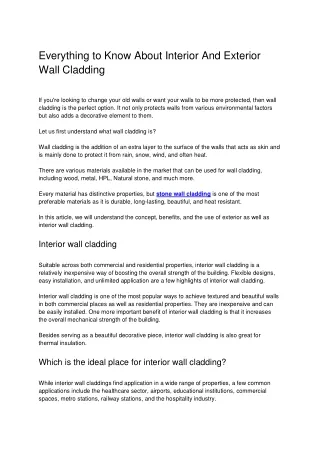Everything to Know About Interior And Exterior Wall Cladding