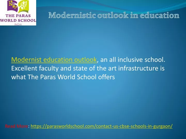 modernistic outlook in education