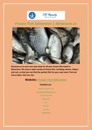 Frozen Fish Edmonton | Almanara.ca