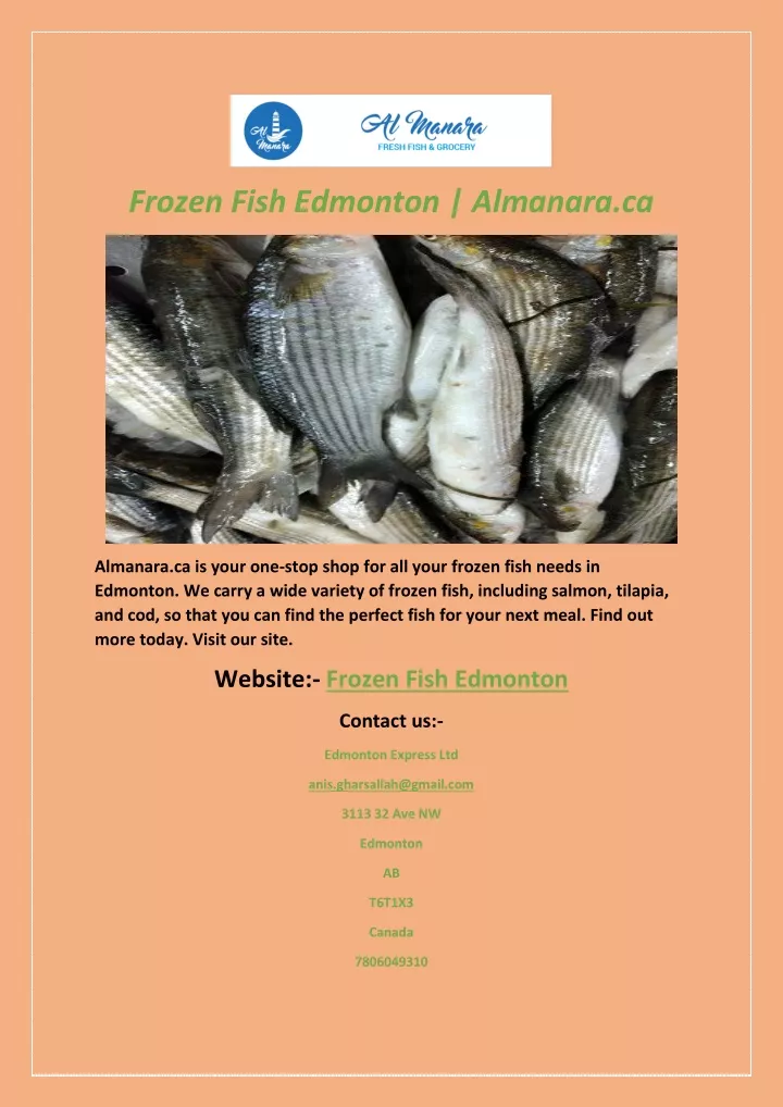 frozen fish edmonton almanara ca