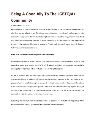 being a good ally to the lgbtqia community