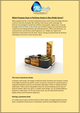 What Purpose Does A Perfume Kiosk In Abu Dhabi Serve?
