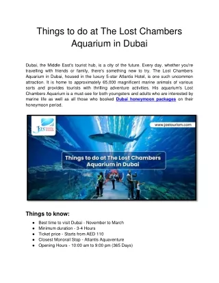 Things to do at The Lost Chambers Aquarium in Dubai